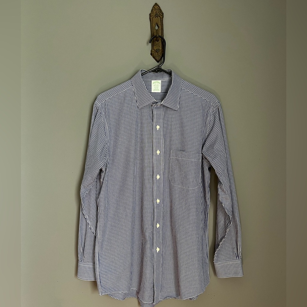 Brooks Brothers Blue Plaid Dress Shirt || neck size 16